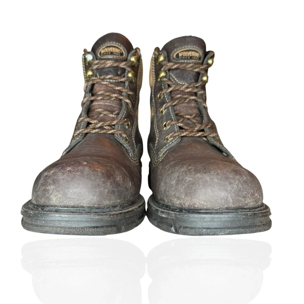 Wolverine Multishox Leather Work Boots 04428 Size 8.5 Brown Lace-Up Made In‎ USA